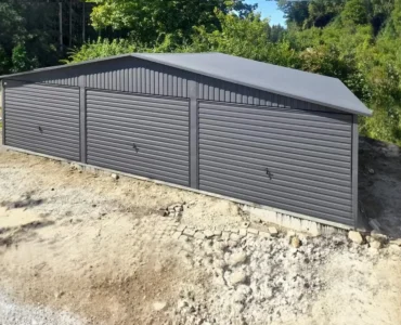 Garáž pre tri auta 9x5 m Sedlová strecha Grafit