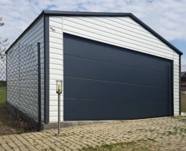 Garáž pre jedno auto 6x5.8 m Sedlová strecha Biela