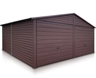 Garáž pre dve auta 6x5.5 m Sedlová strecha Tmavohnedá