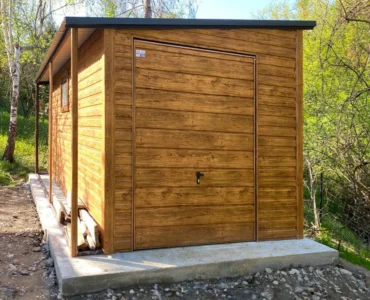 Domček na náradie 2.5x5 m Pultová strecha Drevo-dekor