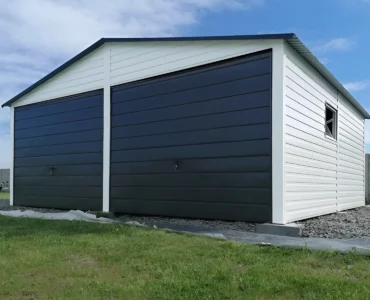 Garáž pre dve auta 6x5 m Sedlová strecha Biela