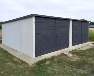 Garáž pre dve auta 7x5 m Pultová strecha Biela