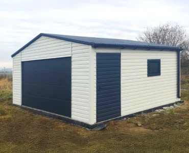 Garáž pre jedno auto 6x5 m Sedlová strecha Biela