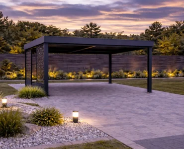 Carport Ažúrové panely – Garážové státie 4×4 m