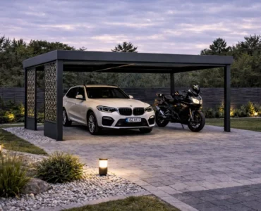 Carport Ažúrové panely – Garážové státie 4×4 m