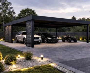 Carport Ažúrové panely - Garážové státie 5x5 m