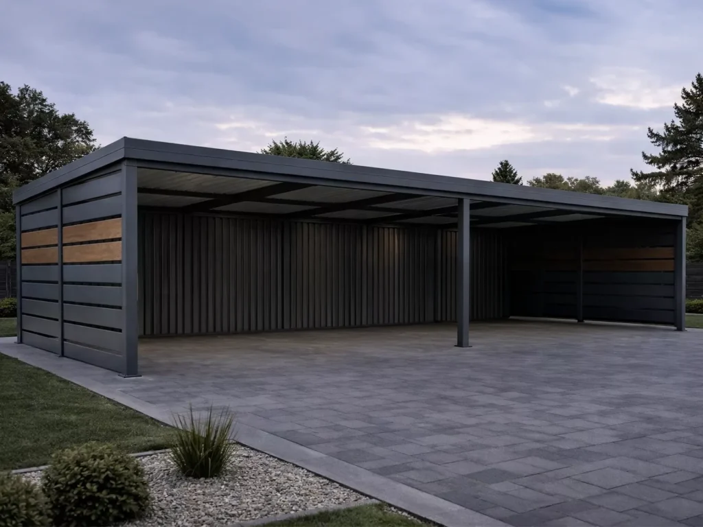 Carport 12×5 z tłem