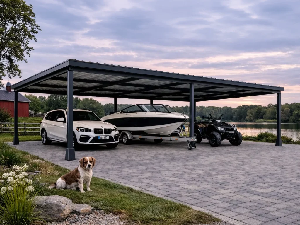 carport 10×5 z autami