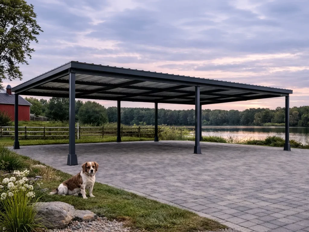 carport 10×5 z tłem