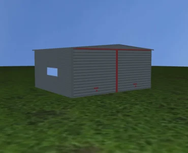 Plechová garáž 6x5 m, pre dve autá, sedlová strecha