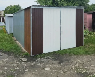 Plechová garáž 3x6 m, pultová strecha, dvojkrídlová brána, viacfarebná, III. akosť