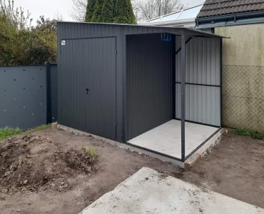 Plechový domček na náradie 2x2 m, pultová strecha, grafit