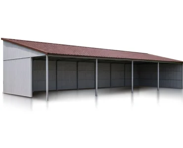 Oceľový prístrešok 20x6 m, pultová strecha, hliník