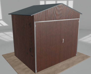 Plechová garáž 2,5x2 m, pre jedno auto, sedlová strecha, drevodekor – Model 2
