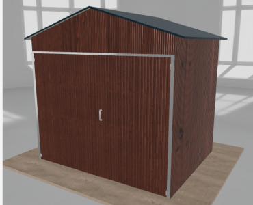 Plechová garáž 2,5x2 m, pre jedno auto, sedlová strecha, drevodekor – Model 2