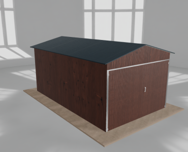 Plechová garáž 3x5 m, pre jedno auto, sedlová strecha, drevodekor – Model 2