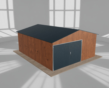 Plechová garáž 5x6 m, pre jedno auto, sedlová strecha, drevodekor
