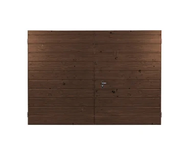 Garážová brána 2,5x4 m, dvojkrídlová, drevodekor, vodorovné prelisy, panel 17 cm