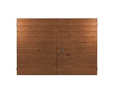 Garážová brána 3,5x2 m, dvojkrídlová, drevodekor, vodorovné prelisy, panel 17 cm