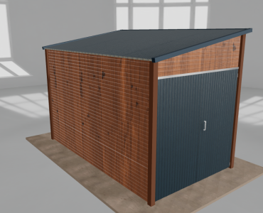 Domček na náradie 2x3,5 m, pultová strecha doľava, drevodekor