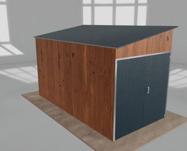 Domček na náradie 2x4 m, pultová strecha doľava, drevodekor