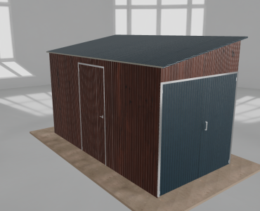 Domček na náradie 2x4 m, pultová strecha doľava, drevodekor