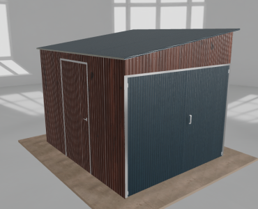 Domček na náradie 2,5x3 m, pultová strecha doľava, drevodekor