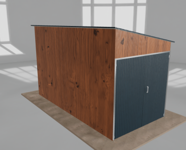 Domček na náradie 2x4 m, pultová strecha doprava, drevodekor