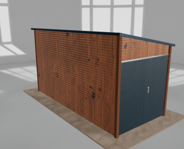 Domček na náradie 2x4,5 m, pultová strecha doprava, drevodekor