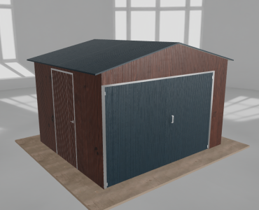 Domček na náradie 3,5x3 m, sedlová strecha, drevodekor