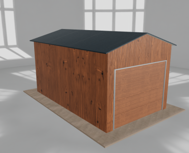 Plechová garáž 3x5 m, pre jedno auto, sedlová strecha, drevodekor – Model 2