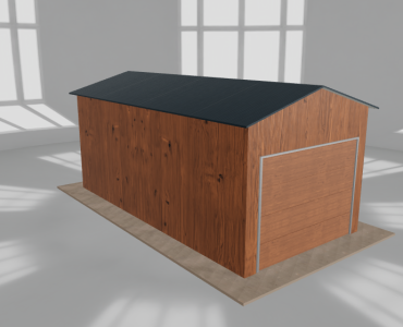 Plechová garáž 3x6 m, pre jedno auto, sedlová strecha, drevodekor – Model 2
