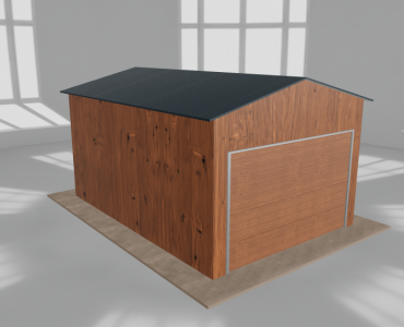 Plechová garáž 3,5x5 m, pre jedno auto, sedlová strecha, drevodekor – Model 2
