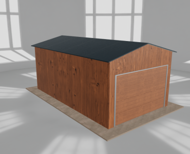 Plechová garáž 3,5x6 m, pre jedno auto, sedlová strecha, drevodekor – Model 2