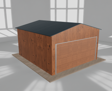 Plechová garáž 4,5x5 m, pre jedno auto, sedlová strecha, drevodekor – Model 2