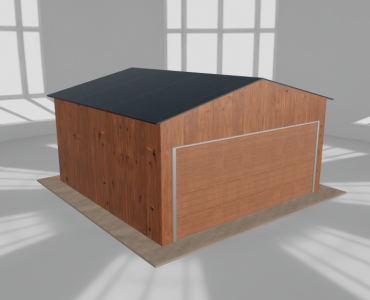 Plechová garáž 5x5 m, pre jedno auto, sedlová strecha, drevodekor – Model 2
