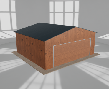 Plechová garáž 6,5x6 m, pre jedno auto, sedlová strecha, drevodekor – Model 4
