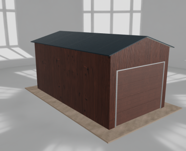 Plechová garáž 3x5,5 m, pre jedno auto, sedlová strecha, drevodekor – Model 2