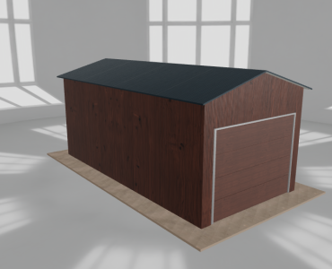 Plechová garáž 3x6 m, pre jedno auto, sedlová strecha, drevodekor – Model 2