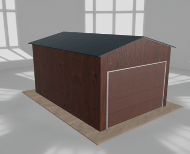 Plechová garáž 3,5x5 m, pre jedno auto, sedlová strecha, drevodekor – Model 2