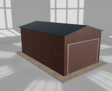 Plechová garáž 3,5x6 m, pre jedno auto, sedlová strecha, drevodekor – Model 2