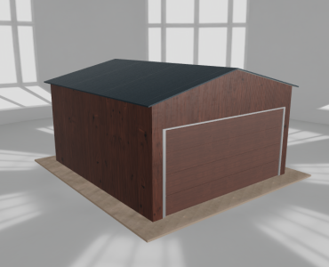 Plechová garáž 4,5x5 m, pre jedno auto, sedlová strecha, drevodekor – Model 2
