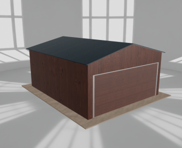 Plechová garáž 5x6 m, pre jedno auto, sedlová strecha, drevodekor – Model 2