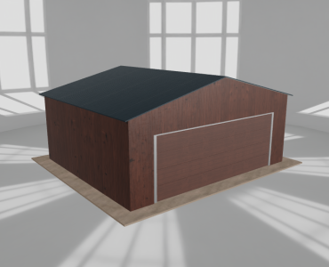 Plechová garáž 6,5x5,5 m, pre jedno auto, sedlová strecha, drevodekor