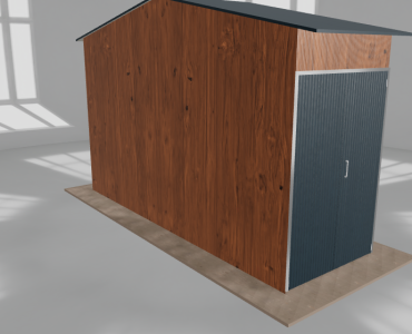 Oceľová hala 2x6 m, sedlová strecha, drevodekor, vysoká
