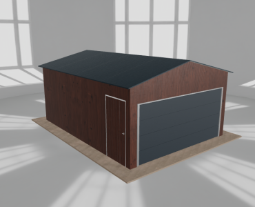 Plechová garáž 4,5x6 m, pre jedno auto, sedlová strecha, drevodekor – Model 3