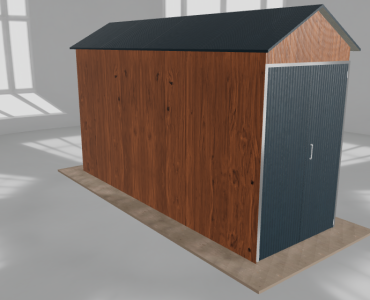 Plechová hala 2x6 m, sedlová strecha, drevodekor, vysoká