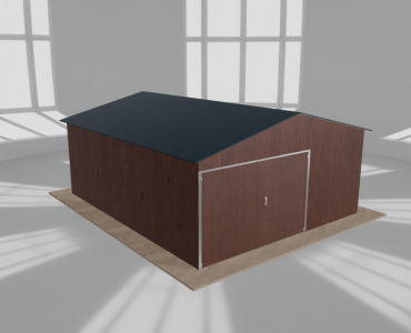 Plechová garáž 5x6 m, pre jedno auto, sedlová strecha, drevodekor – Model 2