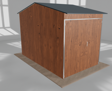 Oceľová hala 3x5 m, sedlová strecha, drevodekor, vysoká – Model 2