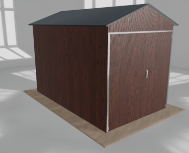 Plechová hala 3x5 m, sedlová strecha, drevodekor, vysoká – Model 2